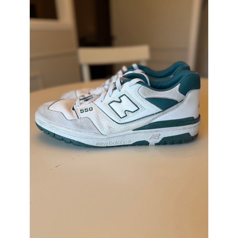 New Balance 550 White Vintage Teal Green Men's Size 12 BB550STA Retro Sneakers - Picture 3 of 8